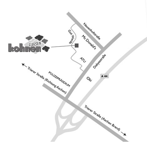 Die Anfahrt zu Fliesen Kohnen